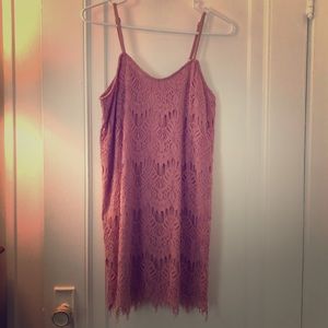 Mauve/pink lace shift dress